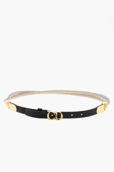 Dior Leather Cd Slim Belt With Rope Detail 20mm Grösse 85
