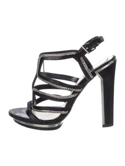 Pre-owned Dior Leather Chain-link Accents Gladiator Sandals In Blue