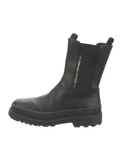Pre-owned Dior Leather Chelsea Boots In Black