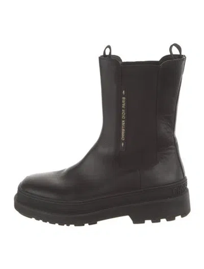 Pre-owned Dior Leather Chelsea Boots In Black