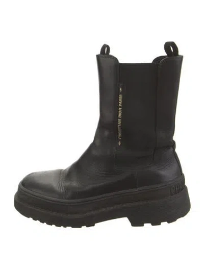 Pre-owned Dior Leather Chelsea Boots In Black