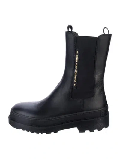 Pre-owned Dior Leather Chelsea Boots In Black