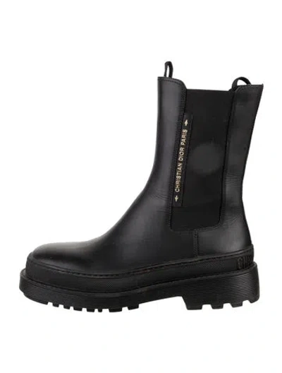 Pre-owned Dior Leather Chelsea Boots In Black