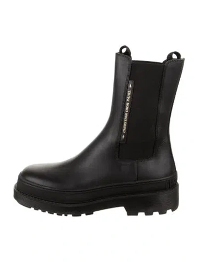 Pre-owned Dior Leather Chelsea Boots In Black