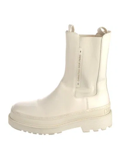 Pre-owned Dior Leather Chelsea Boots In Neutrals