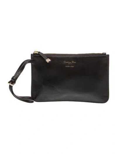 Pre-owned Dior Leather Clutch 2024 In Black