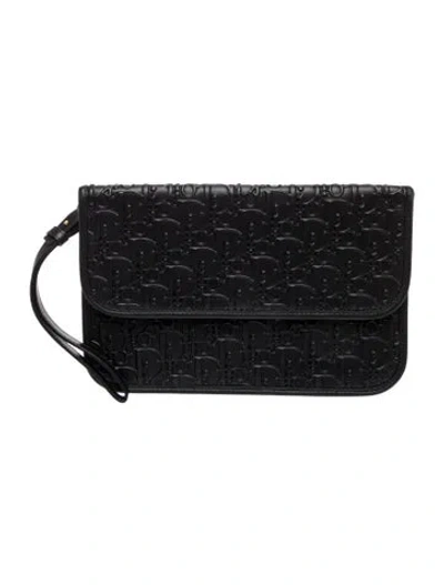 Pre-owned Dior Leather Clutch In Black