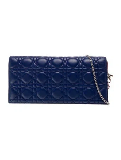 Pre-owned Dior Leather Clutch In Blue