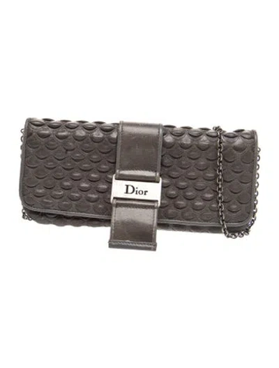 Pre-owned Dior Leather Clutch In Gray