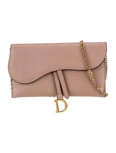 Pre-owned Dior Leather Clutch In Pink