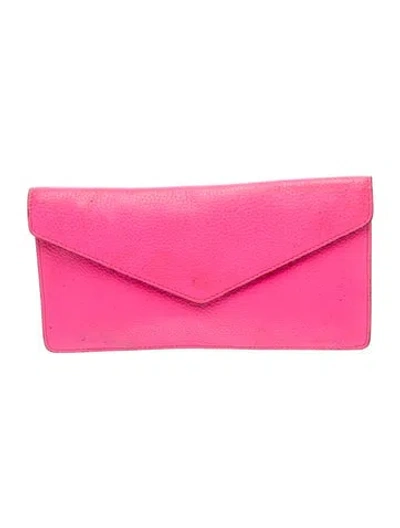Pre-owned Dior Leather Clutch In Pink