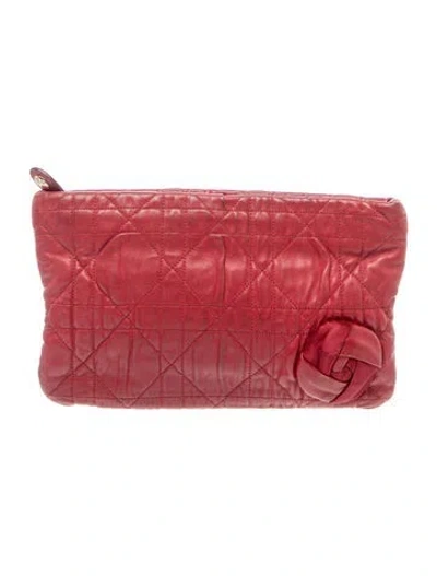 Pre-owned Dior Leather Clutch In Red