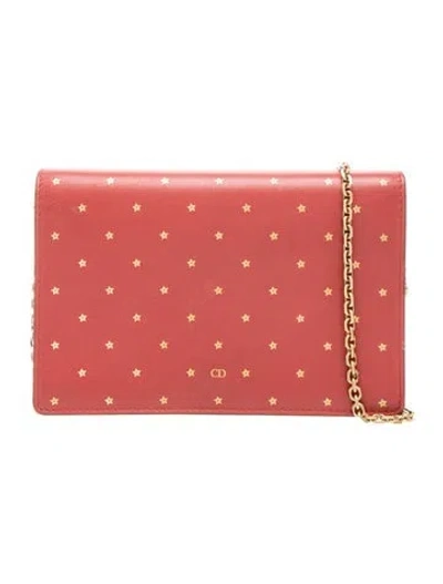 Pre-owned Dior Leather Clutch In Red