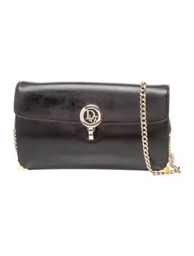 Pre-owned Dior Leather Clutch Vintage In Black
