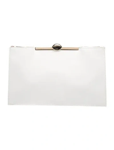 Pre-owned Dior Leather Clutch In White
