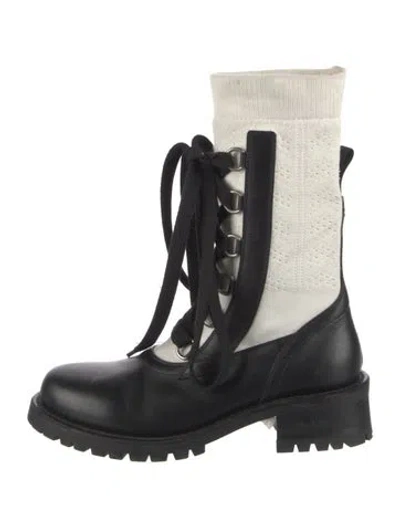 Pre-owned Dior Leather Colorblock Pattern Combat Boots In Multi