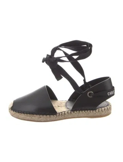 Pre-owned Dior Leather Colorblock Pattern Espadrilles In Black