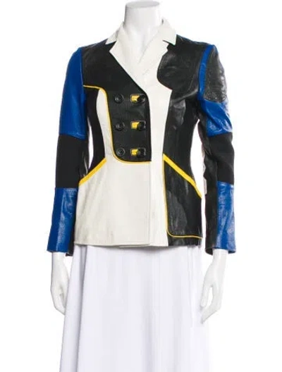 Pre-owned Dior Leather Colorblock Pattern Jacket In Multi