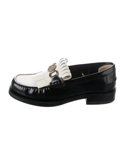 Pre-owned Dior Leather Colorblock Pattern Loafers In Black