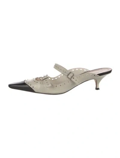 Pre-owned Dior Leather Colorblock Pattern Mules In White