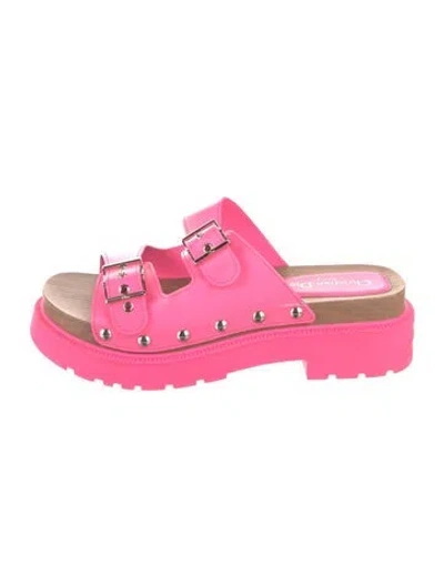 Pre-owned Dior Leather Colorblock Pattern Slides In Pink