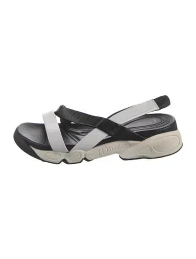 Pre-owned Dior Leather Colorblock Pattern Slingback Sandals In Multi
