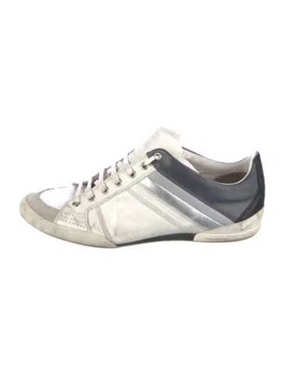Pre-owned Dior Leather Colorblock Pattern Sneakers In White