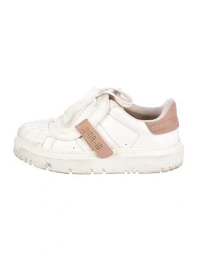 Pre-owned Dior Leather Colorblock Pattern Sneakers In White