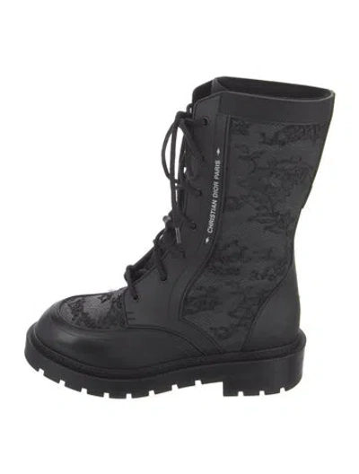 Pre-owned Dior Leather Combat Boots In Black