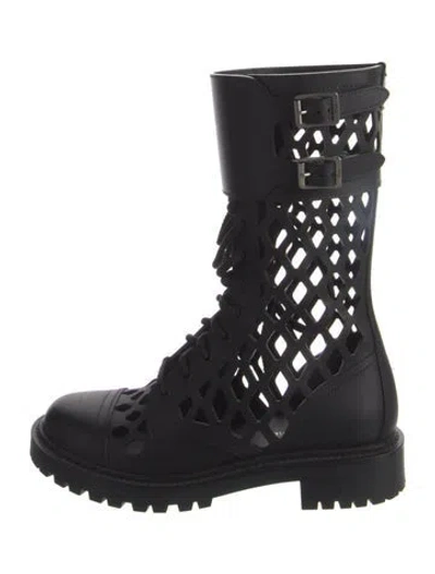 Pre-owned Dior Leather Combat Boots In Black