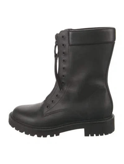 Pre-owned Dior Leather Combat Boots In Black