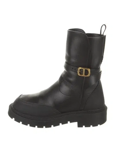 Pre-owned Dior Leather Combat Boots In Black
