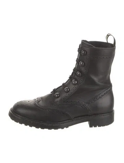 Pre-owned Dior Leather Combat Boots In Black