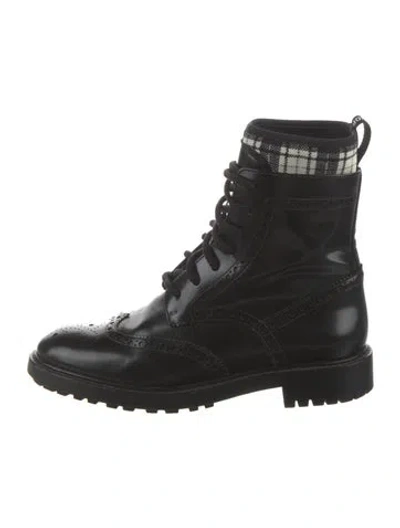 Pre-owned Dior Leather Combat Boots In Black