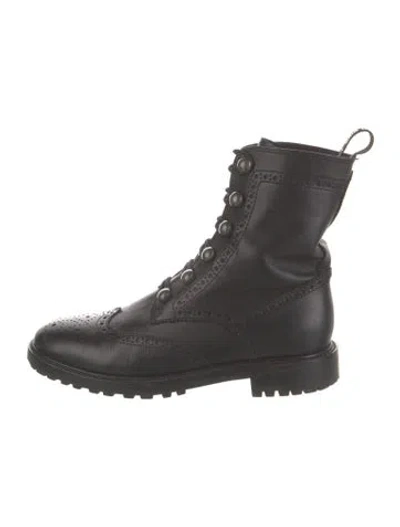 Pre-owned Dior Leather Combat Boots In Black