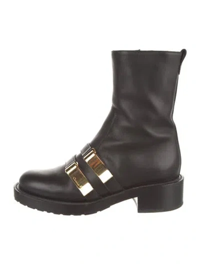Pre-owned Dior Leather Combat Boots In Black