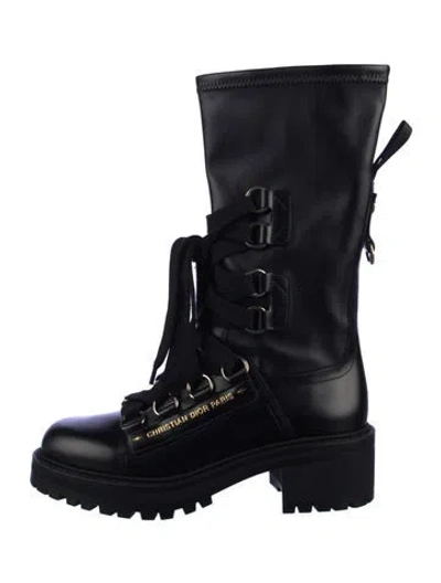 Pre-owned Dior Leather Combat Boots In Black