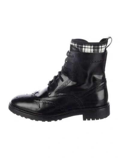 Pre-owned Dior Leather Combat Boots In Black