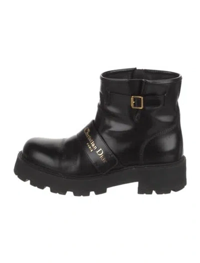 Pre-owned Dior Leather Combat Boots In Black