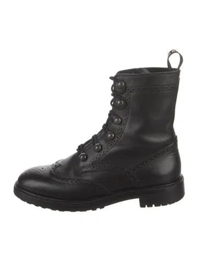 Pre-owned Dior Leather Combat Boots In Black