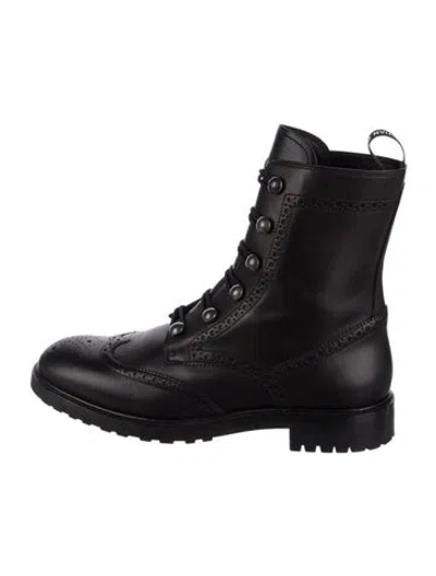 Pre-owned Dior Leather Combat Boots In Black