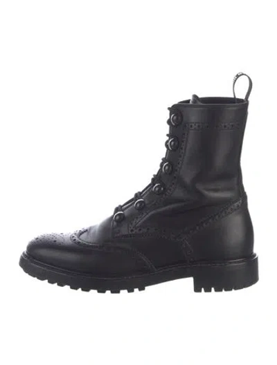 Pre-owned Dior Leather Combat Boots In Black