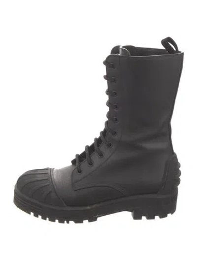 Pre-owned Dior Leather Combat Boots In Black
