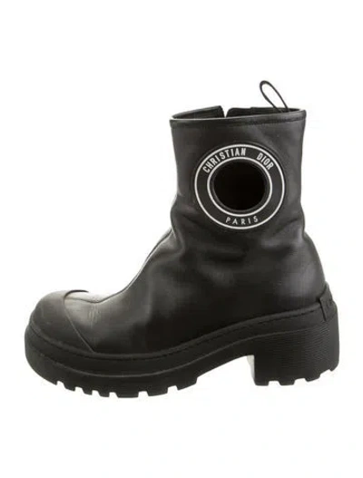 Pre-owned Dior Leather Combat Boots In Black