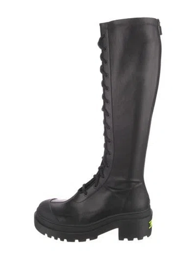 Pre-owned Dior Leather Combat Boots In Black