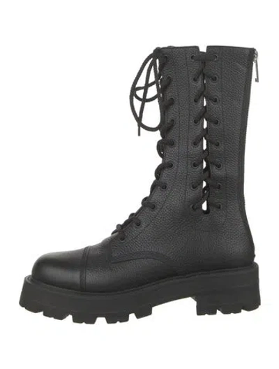 Pre-owned Dior Leather Combat Boots In Black