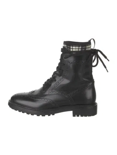 Pre-owned Dior Leather Combat Boots In Black