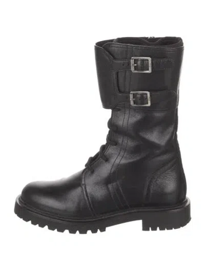 Pre-owned Dior Leather Combat Boots In Black