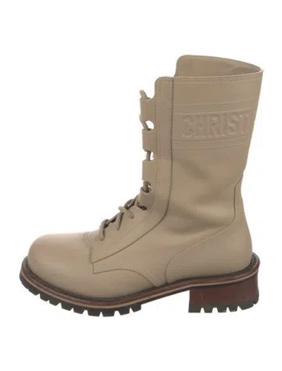 Pre-owned Dior Leather Combat Boots In Neutral