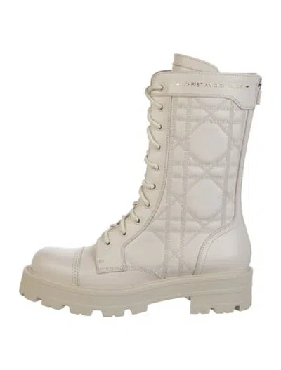 Pre-owned Dior Leather Combat Boots In Neutral